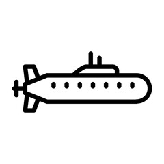 Submarine outline icon. Submarine black line illustration.