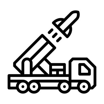 rocket launcher truck firing black outline clip art preview