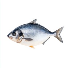 Obraz premium Fresh giilt head bream on a clean white background, showcasing its sleek body and vibrant colors.