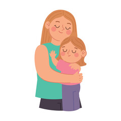 Beautiful Mothers Day Vector Showing a Tender Mother Daughter Embrace
