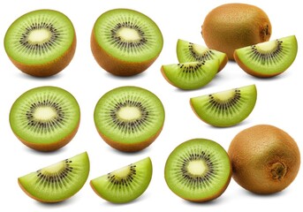 Fototapeta premium kiwi fruit collection high resolution isolated white background