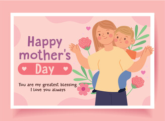 Mothers Day Card with Soft Pink and Lilac Flowers