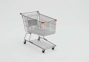 Empty shopping cart minimalist white isolated white background