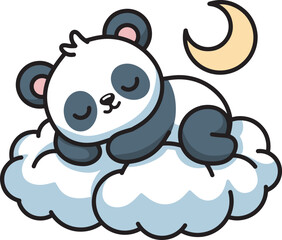 Panda sleep in cloud cartoon illustration