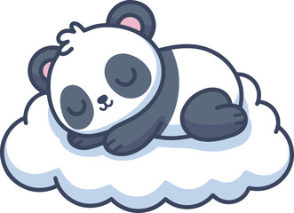 Panda sleep in cloud cartoon illustration
