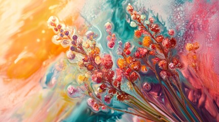 Bright colorful floral splash in abstract style