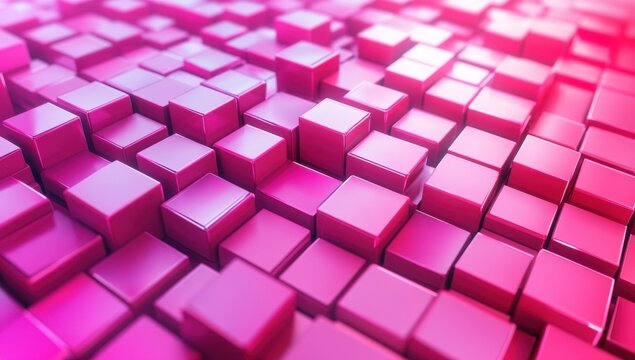 Fototapeta Abstract vibrant pink cubic pattern