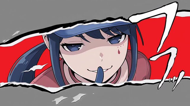 Cute anime girl in a cap like from manga, anime wallpaper