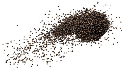 Scattered Ground Pepper Spice Flying Isolated on White - Culinary Ingredient Image