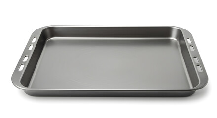 Empty Dark Gray Rectangular Baking Sheet on White Background