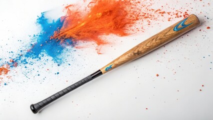 Fototapeta premium Baseball Bat with Exploding Color Powder