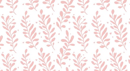 Blush Pink Floral Pattern Delicate Botanical Illustration AI Generated