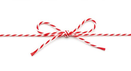 Naklejka premium Red white twine delicate bow isolated white background