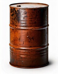 A rusted oil drum isolated on a white background
