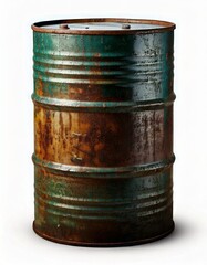 A rusted oil drum isolated on a white background