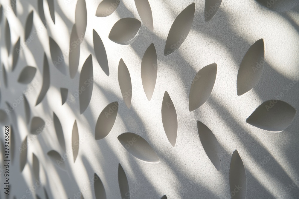 Poster abstract pattern with leaf-shaped cutouts casting shadows
