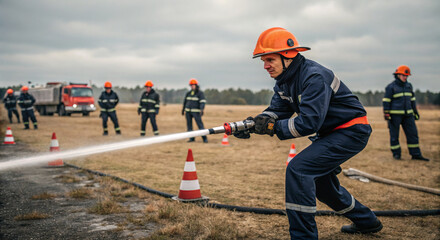 Simulation d’intervention avec lance à incendie