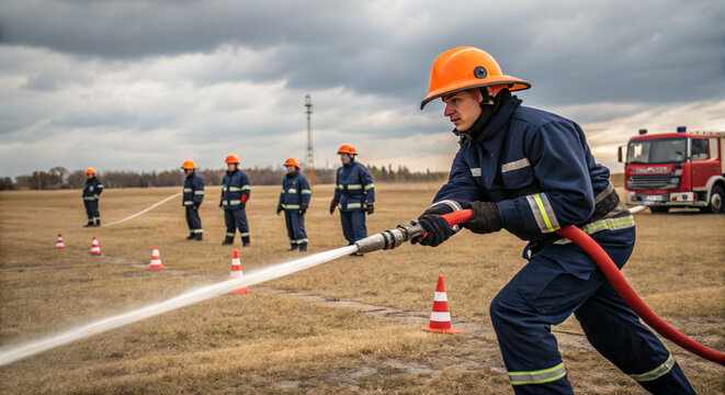 Jeunes pompiers en formation