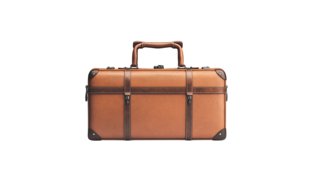 old travel suitcase isolated on white background , transparent png 