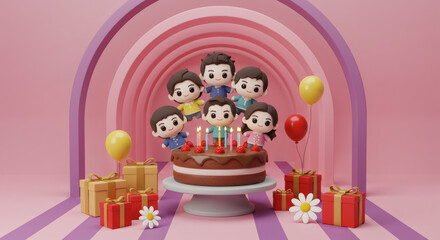 Anniversaire en famille façon cartoon