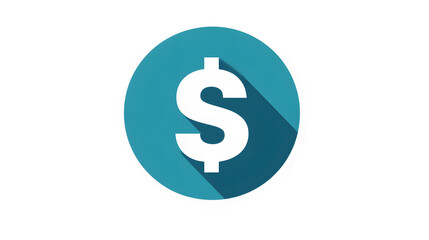 Fototapeta premium Dollar Sign Icon in Teal Circle Modern Minimalist Design for Finance Economy and Business C