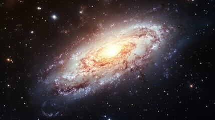 Fototapeta premium A vibrant spiral galaxy, swirling with light and dark matter against a backdrop of stars