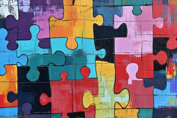 Colorful puzzle wall art