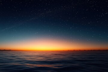 Fototapeta premium Twilight Seascape with Stars and Serenity Over the Ocean