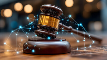 Gavel, justice, network, digital, court, bokeh, background, legal