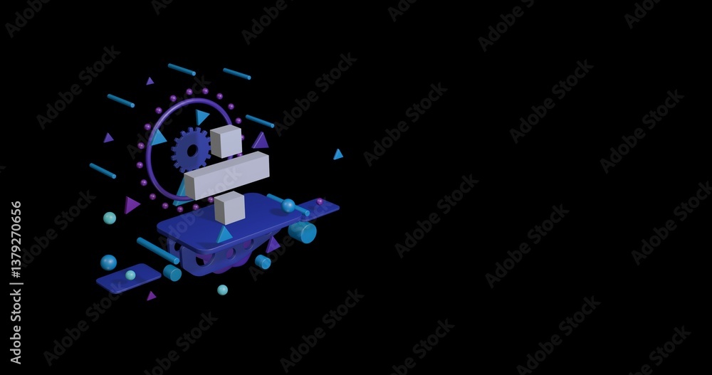 Aufkleber white division symbol on a pedestal of abstract geometric shapes floating in the air. abstract conce