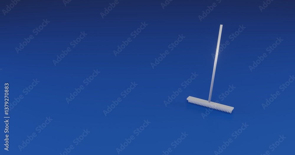 Poster isolated realistic white rake symbol with shadow. located on the right side of the scene. 3d illustr