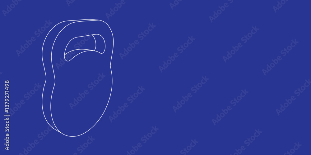 Poster the outline of a large sports weight symbol made of white lines on the left. 3d view of the object i