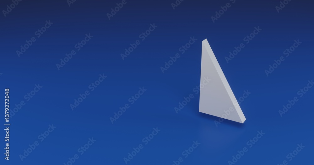 Poster isolated realistic white right triangle symbol with shadow. located on the right side of the scene. 