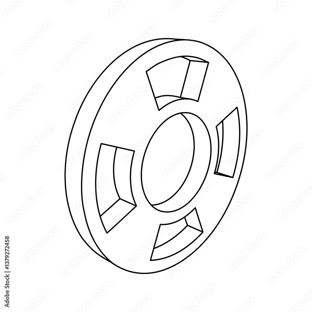 Poster the outline of a large lifebuoy symbol is made with black lines. 3d view of the object in perspectiv