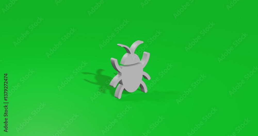 Aufkleber isolated realistic white bug symbol front view with shadow. 3d illustration on green chroma key back