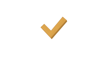 Golden Checkmark Icon on Black Background 3D Rendered Symbol for Approval Success and Valida