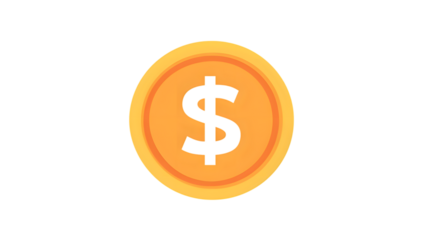 Golden Dollar Coin Icon for Finance and Economy Graphics