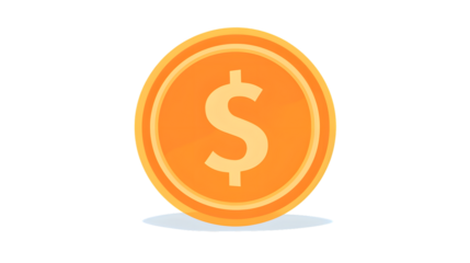 Golden Dollar Coin Icon for Finance and Economy Graphics