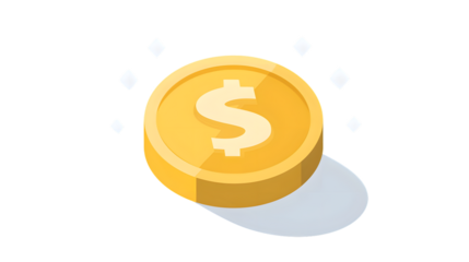 Golden Dollar Coin with Sparkling Effects Ideal for Finance Economy and Wealth Concepts