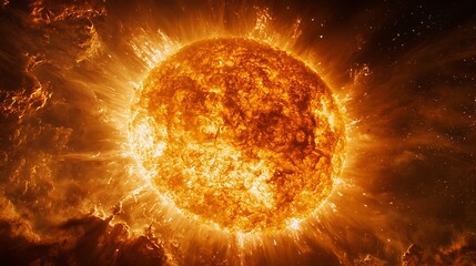 Fiery Sun Intense Energy Cosmic Power