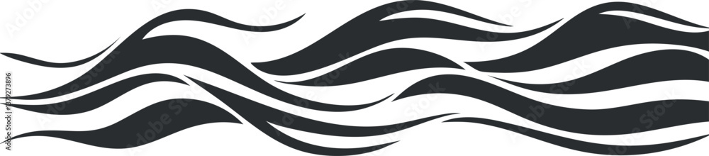 Poster abstract black wave pattern in seamless style on a white background for modern design.