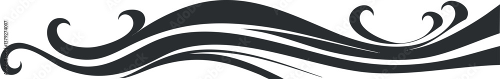 Poster elegant black and white swirl pattern with flowing lines and decorative elements.