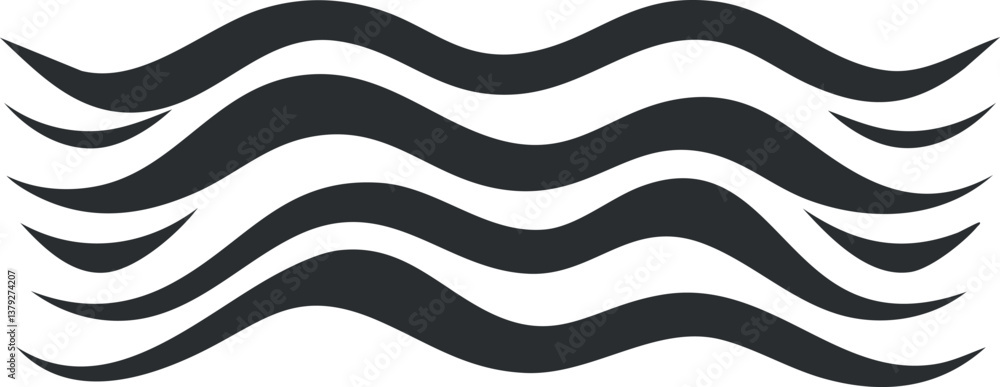 Poster abstract black wavy lines pattern on a white background, creating a flowing design.