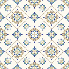 Seamless floral Ikat pattern in tribal, oriental ethnic traditional. Design texture, fabric, clothing, wrapping, carpet, curtain, cushion, embroidery, batik, wallpaper, hand craft and illustration.