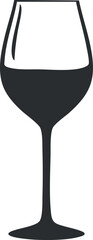 Silhouette of a wine glass with an elegant and minimalist design on a white background.
