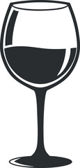 Black and white silhouette of a wine glass, showcasing an elegant and minimalist design.
