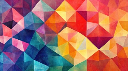 Fototapeta premium Vibrant abstract artwork featuring a low-poly design in warm and cool tones