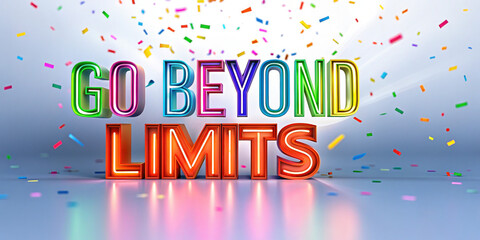 Motivational quote to go beyond limits celebration event graphic design festive environment dynamic viewpoint