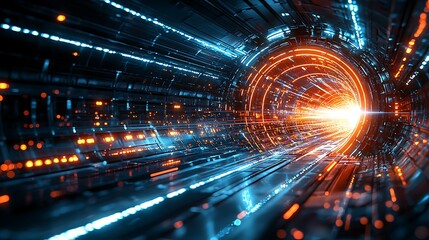 Futuristic Digital Tunnel Abstract Technology Background