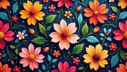 Intricate floral textile design, repeating seamlessly , ornate, texture, floral